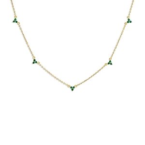 By Adina Eden Trio Cluster Chain Necklace in 14K Gold Plated Sterling Silver, 16- 4758112