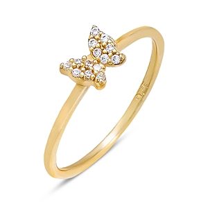 By Adina Eden Dainty Pave Butterfly Ring in 14K Gold Plated Sterling Silver- 4758114
