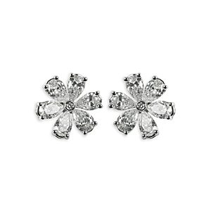 Zydo 18K White Gold Luminal Diamond Floral Stud Earrings- 4735088