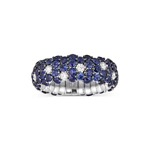 Zydo 18K White Gold Stretch Sapphire & Diamond Band Ring- 4735706