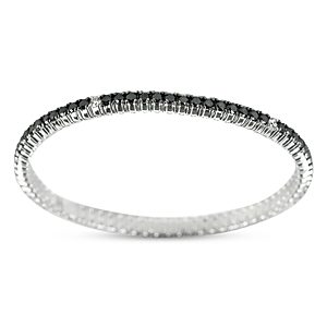 Zydo 18K White Gold Black & White Diamond Stretch Bracelet- 4735070