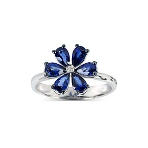 Zydo 18K White Gold Luminal Sapphire & Diamond Floral Ring- 4735172