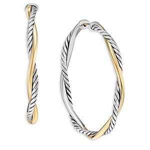David Yurman Petite Infinity Hoop Earrings in Sterling Silver with 14K Yellow Gold- 4556088