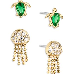 Ajoa by Nadri Turtle & Jellyfish Stud Earrings in 18K Gold Plated- 4730735