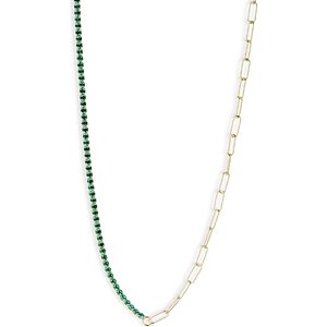 Argento Vivo Cubic Zirconia Tennis & Chain Link Collar Necklace in 18K Gold Plated Sterling Silver, 14-16- 4731343