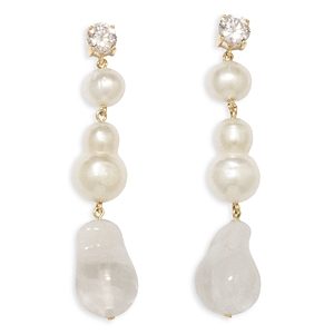 Completedworks Cubic Zirconia & Cultured Freshwater Pearl Linear Drop Earrings- 4762564