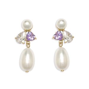 Completedworks Cubic Zirconia & Cultured Freshwater Pearl Drop Earrings in 14K Gold Plated Sterling Silver- 4762566