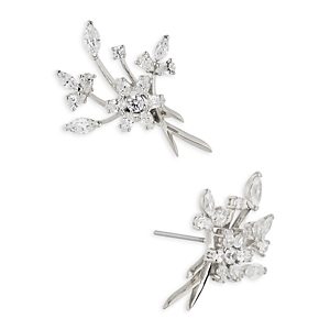 Nadri Wildflower Cubic Zirconia Flower Bouquet Stud Earrings in Rhodium Plated- 4794672