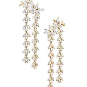Nadri Wildflower Cubic Zirconia Flower Linear Drop Earrings in 18K Gold Plated- 4794674