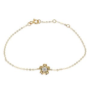 Moon & Meadow 14K Yellow Gold Diamond Flower Link Bracelet- 4731476