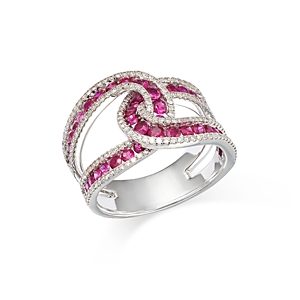 Bloomingdale's Ruby & Diamond Crossover Looped Ring in 14K White Gold- 4783108