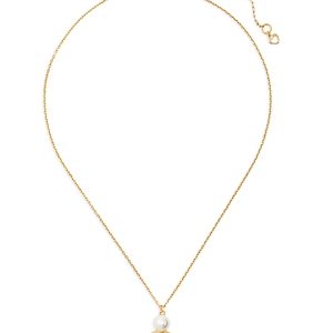 kate spade new york Reef Treasure Imitation Pearl & Shell Pendant Necklace in Gold Tone, 16-19- 4737512