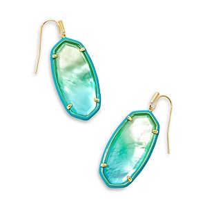 Kendra Scott Elle Enamel Frame Drop Earrings in 14K Gold Plated- 4738515