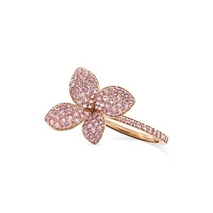 Pasquale Bruni 18K Rose Gold Petit Garden Pink Sapphire Pave Flower Statement Ring- 4682917