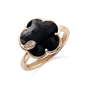 Pasquale Bruni 18K Rose Gold Petit Joli Onyx & White & Champagne Diamond Flower Statement Ring- 4682920