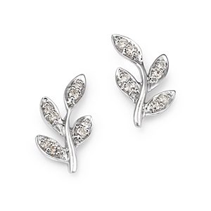 Bloomingdale's Diamond Leaf Stud Earrings in 14K White Gold, 0.10 ct. t.w.- 4796920