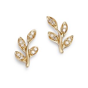 Bloomingdale's Diamond Leaf Stud Earrings in 14K Yellow Gold, 0.10 ct. t.w.- 4796919