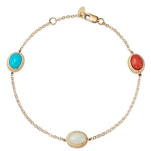 Bloomingdale's Turquoise, Opal, & Coral Station Bracelet in 14K Yellow Gold- 4796873