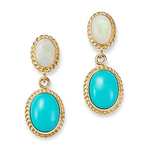 Bloomingdale's Opal & Turquoise Double Drop Earrings in 14K Yellow Gold- 4796865