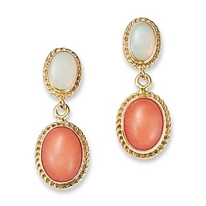 Bloomingdale's Opal & Coral Double Drop Earrings in 14K Yellow Gold- 4796864