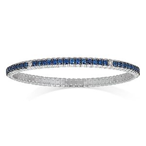 Zydo 18K White Gold Stretch Sapphire & Diamond Row Bracelet- 4735156