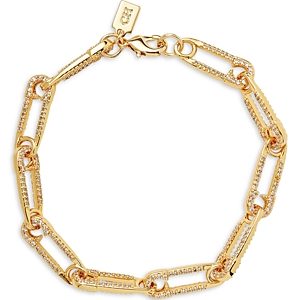 Crystal Haze Jewelry Pave Safety Pin Link Bracelet in 18K Gold Plated- 4791657