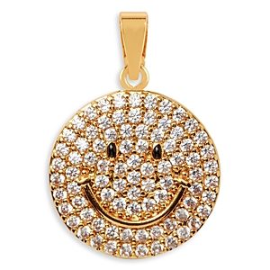 Crystal Haze Jewelry Ms Vaxxine Pave Smiley Face Pendant in 18K Gold Plated- 4791660