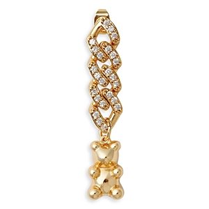 Crystal Haze Jewelry Nostalgia Pave Link & Bear Linear Drop Earring in 18K Gold Plated- 4791669