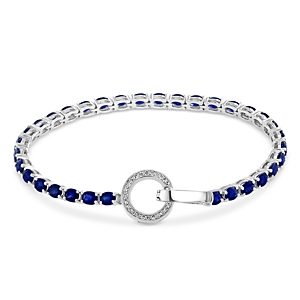 Bloomingdale's Blue Sapphire and Diamond Circle Clasp Tennis Bracelet in 14K White Gold- 4330512
