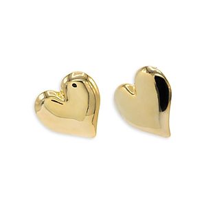 By Adina Eden Puffy Chunky Heart Statement Stud Earrings in 14K Gold Plated Sterling Silver- 4801295