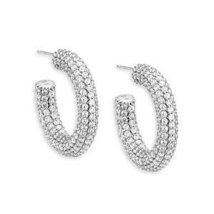By Adina Eden Pave Hoop Earrings in 14K Gold Plated Sterling Silver- 4801306