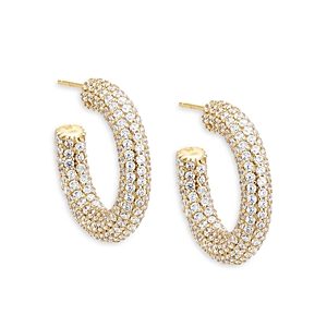 By Adina Eden Pave Hoop Earrings in 14K Gold Plated Sterling Silver- 4801306