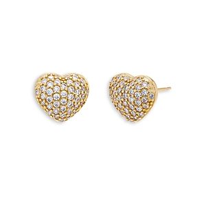 By Adina Eden Pave Puffy Heart Stud Earrings- 4801302