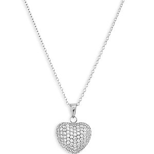 By Adina Eden Pave Puffy Heart Pendant Necklace, 16-18- 4801319