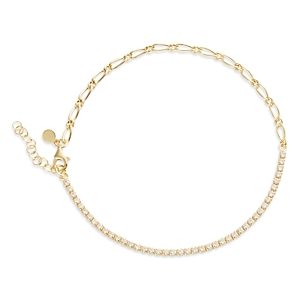 Argento Vivo Cubic Zirconia Tennis & Link Ankle Bracelet in 18K Gold Plated Sterling Silver- 4738398