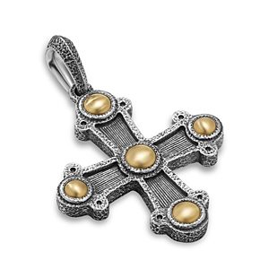 David Yurman Men's 18K Yellow Gold & Sterling Silver Shipwreck Cross Amulet Pendant- 4726388