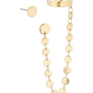 Ajoa by Nadri Treasure Stud & Draped Chain Cuff Earring Set in 18K Gold Plated- 4733114