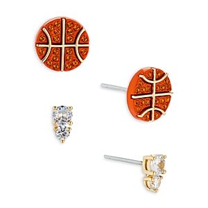 Ajoa by Nadri Sporty Spice Basketball Stud Earrings Set in 18K Gold Plated- 4733108