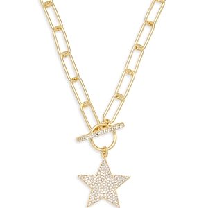 Barbie the Movie x Aqua Embellished Star Pendant Paperclip Chain Necklace, 16 - 100% Exclusive- 4760136