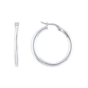 Alberto Amati 14K White Gold Polished Tube Small Hoop Earrings- 4729613
