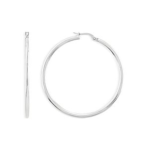 Alberto Amati 14K White Gold Polished Tube Medium Hoop Earrings- 4729614