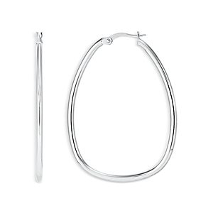 Alberto Amati 14K White Gold Polished Pear Shape Large Hoop Earrings- 4729615