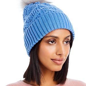 Echo Loopy Faux Fur Pom Pom Cable Knit Hat- 4813583