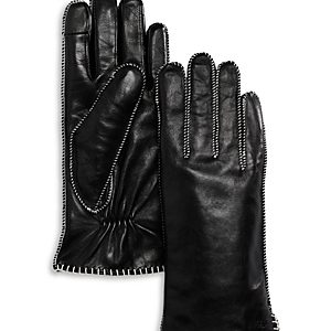 Echo Stitched Leather Tech Gloves- 4813635