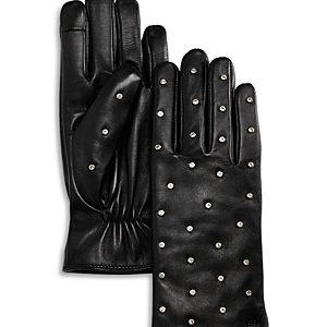Echo Crystals Wool Lined Leather Tech Gloves- 4813636