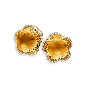 Pasquale Bruni 18K Rose Gold Bon Ton Citrine & Diamond Flower Stud Earrings- 4723506