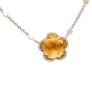 Pasquale Bruni 18K Rose Gold Bon Ton Citrine & Diamond Flower Pendant Necklace, 17.2- 4723508
