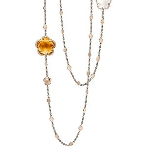 Pasquale Bruni 18K Rose Gold Bon Ton Citrine, Milky Quartz & Diamond Flower Sautoir Necklace, 40.5- 4723509