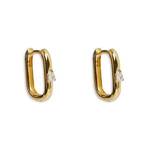 Argento Vivo Cubic Zirconia Oval Hoop Earrings in Sterling Silver- 4731335