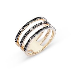 Bloomingdale's White & Black Diamond Triple Row Ring in 14K Yellow Gold, 0.38 ct. t.w.- 4796965